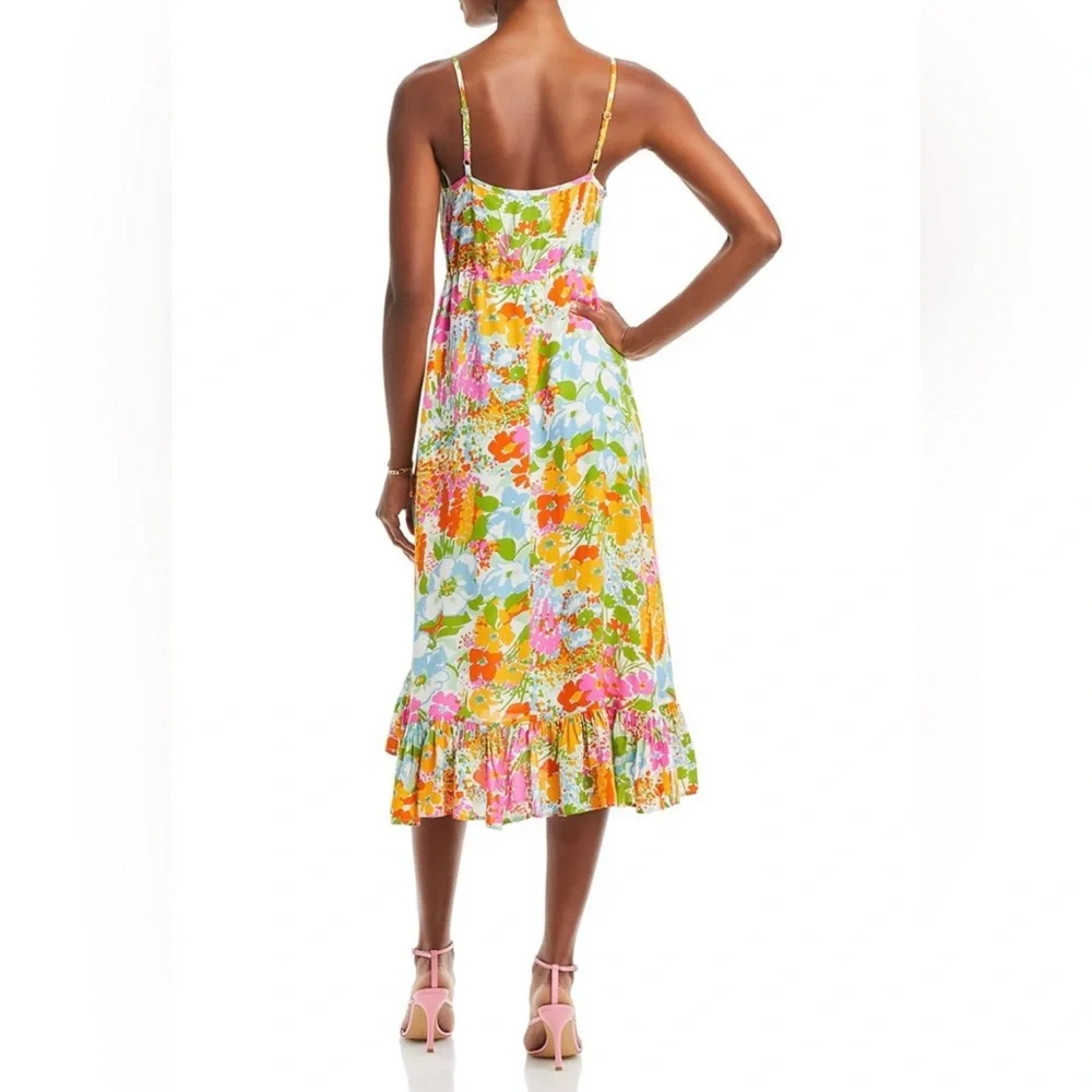Rails Frida Day Garden Floral‎ High Low Sleeveless Midi Dress Colorful Vacation - Picture 2 of 15